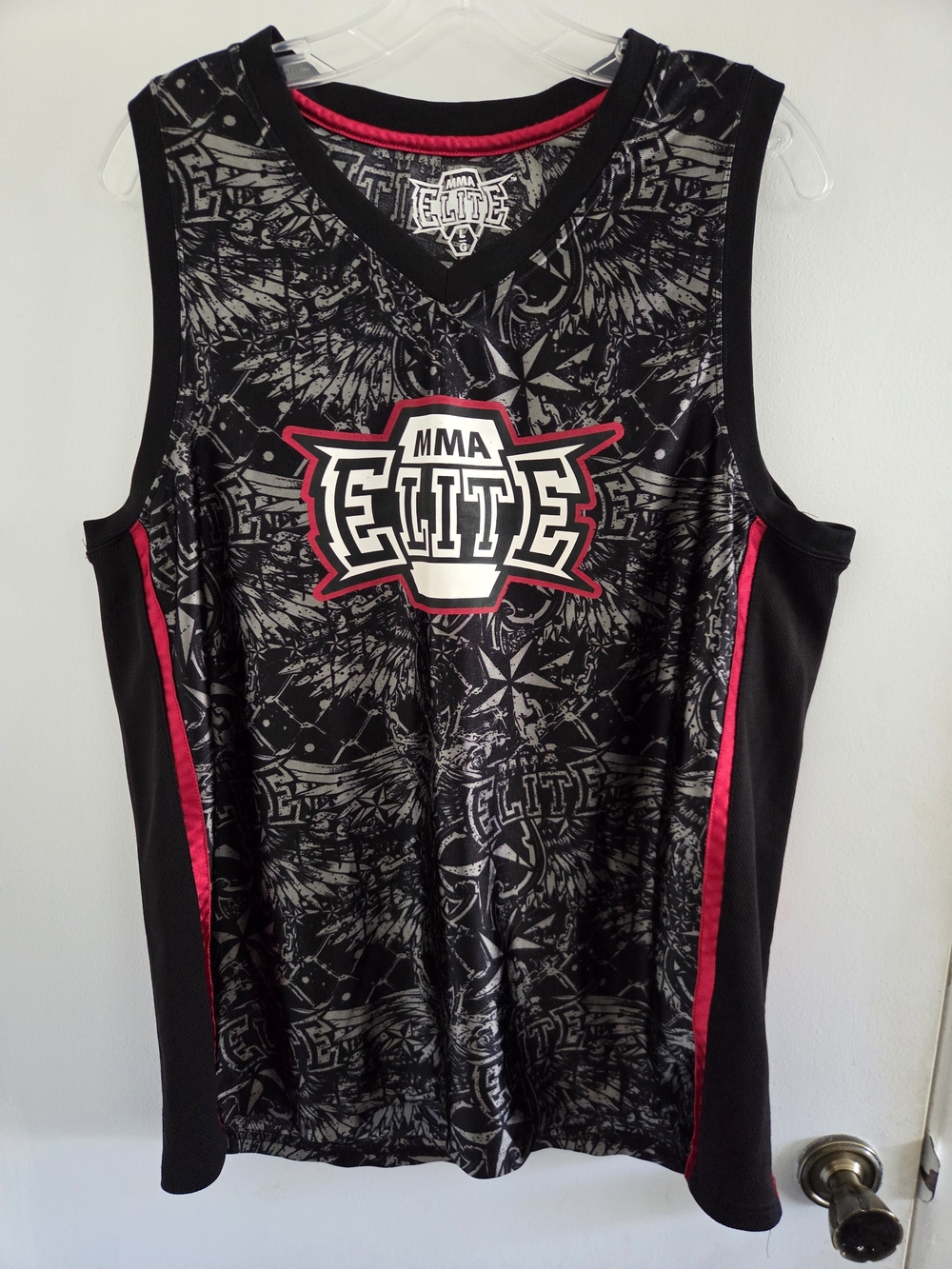 MMA Elite Tank Top Jersey Men  Grunge AOP Graphic Fighting Sz LRG